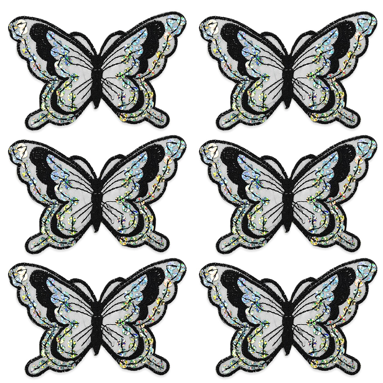 Pack of 3 Iron-On Butterfly Sequin Applique Pack of 2 - SM6324-04
